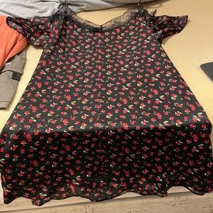 Francesca’s black and red rose dress